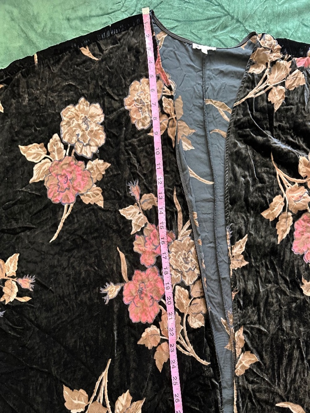 DR2 Black Floral Velvet Burnout Kimono Cardigan size 2X - Picture 6 of 6